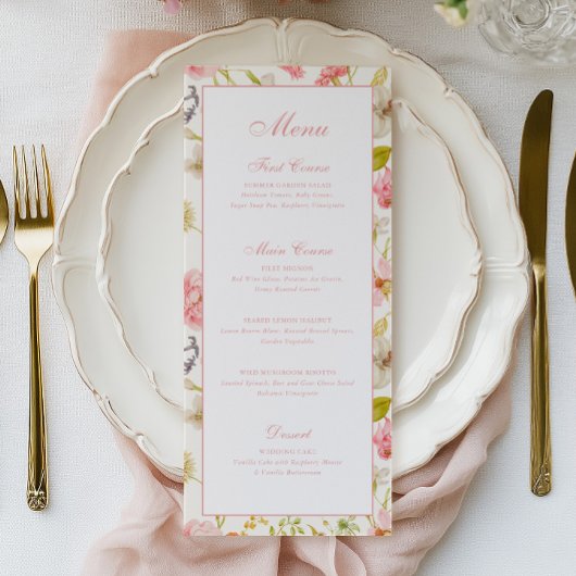 Trouw met vintage bloempatroon menu