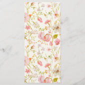 Trouw met vintage bloempatroon menu (Achterkant)