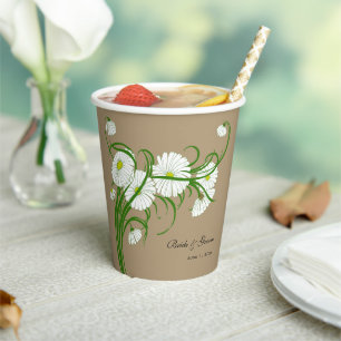 Trouw met Vintage Gerber Madeliefjes Bloemen Papieren Bekers