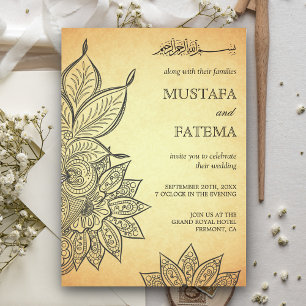 Trouw met Vintage Mehendi Henna Islamitische Stijl Kaart