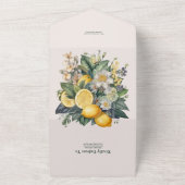 Trouw met vintage waterverf zomer citrus all in one uitnodiging (Buitenkant)