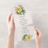 Trouw met vintage waterverf zomer citrus all in one uitnodiging (Afscheurbaar)