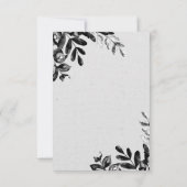 Trouw met vintage zwart + wit botanisch blad RSVP kaartje (Achterkant)