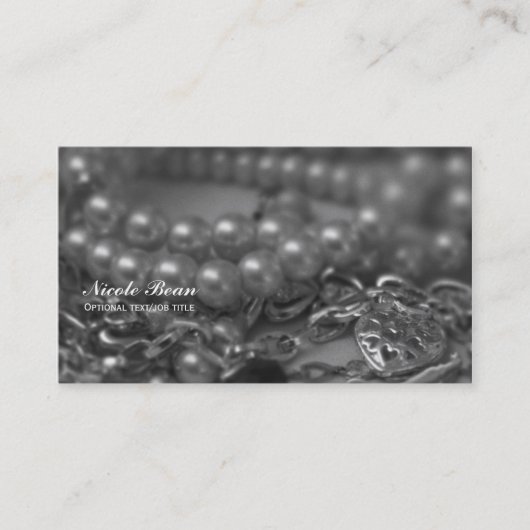 Trouw met Vintage Zwarte & Witte Elegante Parels C Visitekaartje (Voorkant)