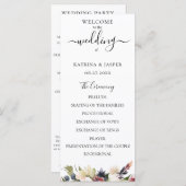 Trouw met Waterverf Bloemen in Roze en Pruimkleur Programma (Voorkant / Achterkant)