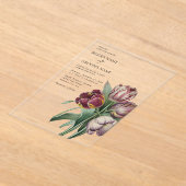 Trouw met Waterverf Paarse Tulpen Acryl Uitnodigingen (Laagn)