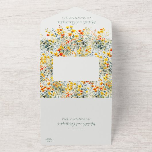 Trouw met weelderige bloemen all in one uitnodiging (Buitenkant)