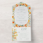 Trouw met weelderige bloemen all in one uitnodiging (Binnen)