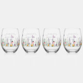 Trouw met wilde bloemen en vlinders wijnglas zonder voet (Voorkant)