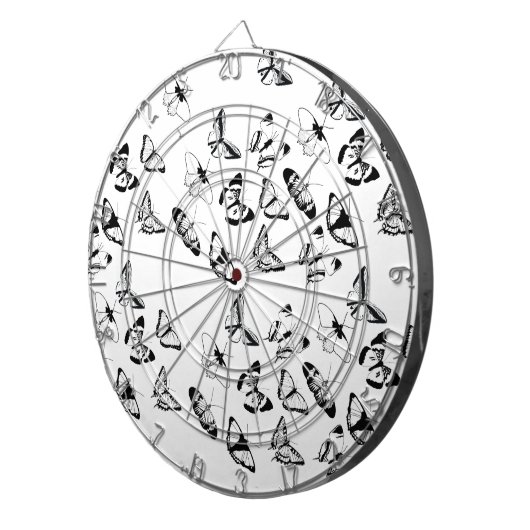 Trouw met Zwarte en Witte Vlinders Dartbord (Voorkant Rechts)