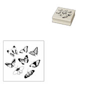 Trouw met Zwarte en Witte Vlinders Rubberstempel (Gestempeld)