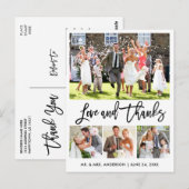 Trouw Moderne Borstel Schrift Liefde Dank 4 Foto Briefkaart (Voorkant / Achterkant)