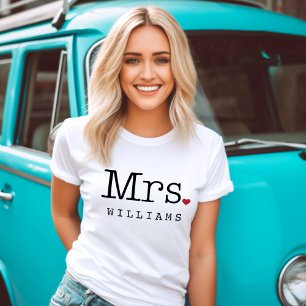 Trouw Mrs Monogram Achternaam Hart T-shirt