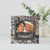 Trouw Natuur Strand Stenen Bruiloft Verlovingsfees Kaart (Staand voorkant)