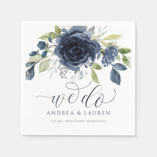 Trouw Navy Blauwe Aquarel Boeket We Do Servet