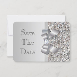 Trouw nep zilveren pailletten strik save the date