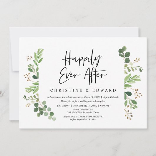 Trouw ontsnapping, 'Happily ever after' diner Kaart (Voorkant)