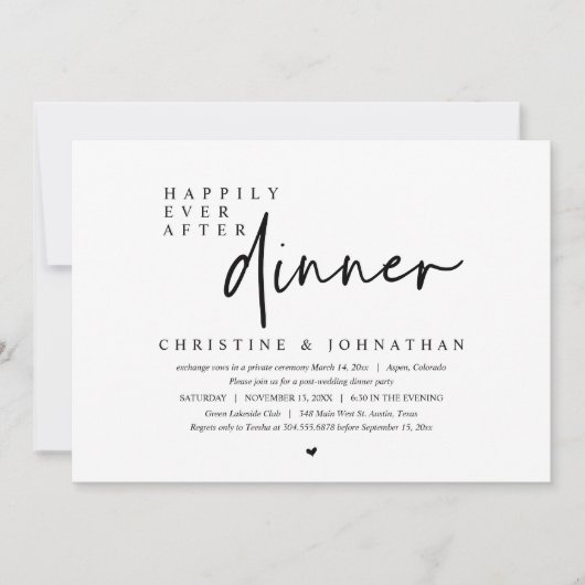 Trouw ontsnapping, Happily Ever After dinerfeest Kaart (Voorkant)