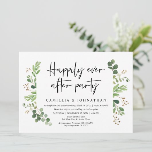 Trouw ontsnapping, Happily Ever after Feest Uitnod Kaart (Staand voorkant)