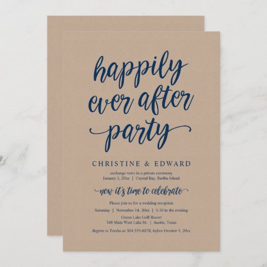 Trouw ontsnapping, Happily Ever After Feest Uitnod Kaart (Voorkant / Achterkant)