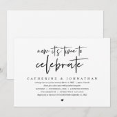 Trouw ontsnapping, Modern Minimalistisch, Feestvie Kaart (Voorkant / Achterkant)