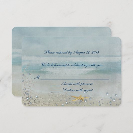 Trouw op het thema zee met sterappel RSVP (Voorkant / Achterkant)