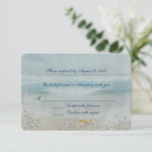 Trouw op het thema zee met sterappel RSVP (Staand voorkant)
