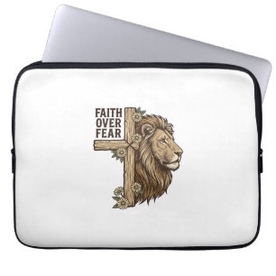 Trouw Over Angst Leeuw Kruis Vintage Christelijk T Laptop Sleeve
