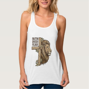 Trouw Over Angst Leeuw Kruis Vintage Christelijk T Tanktop