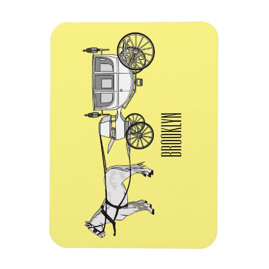 Trouw paard-en-wagen cartoon illustratie magneet (Verticaal)