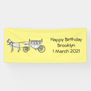 Trouw paard & koets cartoon illustratie spandoek