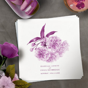 Trouw paarse mauve bloesem bloemenservetten servet