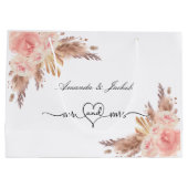 Trouw pampasgras blozend roze bloemrozen groot cadeauzakje (Achterkant)