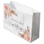 Trouw pampasgras blozend roze bloemrozen groot cadeauzakje (Voorkant Gekanteld)