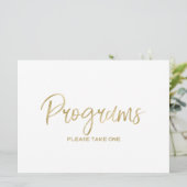 Trouw "Programma's" Bord | Stijlvolle Hand Goud Kaart (Staand voorkant)