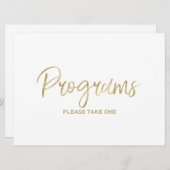 Trouw "Programma's" Bord | Stijlvolle Hand Goud Kaart (Voorkant / Achterkant)