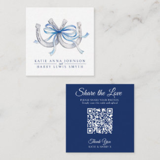 Trouw QR deel liefde blauwe lint hoefijzers kunst Informatiekaartje