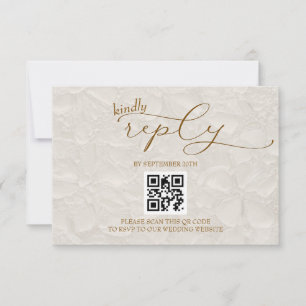 Trouw Retro Eenvoudige Beige QR RSVP Kaartje