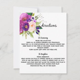 Trouw Richtingaanduiding met Waterverf Bloem Plum Kaart