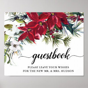 Trouw Rood Poinsettia Bloemstuk Dennentak Gastenbo Poster