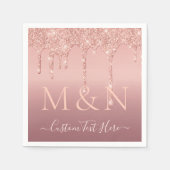 Trouw Roze Goud Blush Glitter Tekst Naam Servetten (Voorkant)
