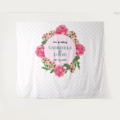 Trouw Roze Roos Rood Witte Petunia Stippen Wandkleed (Voorkant (horizontaal))