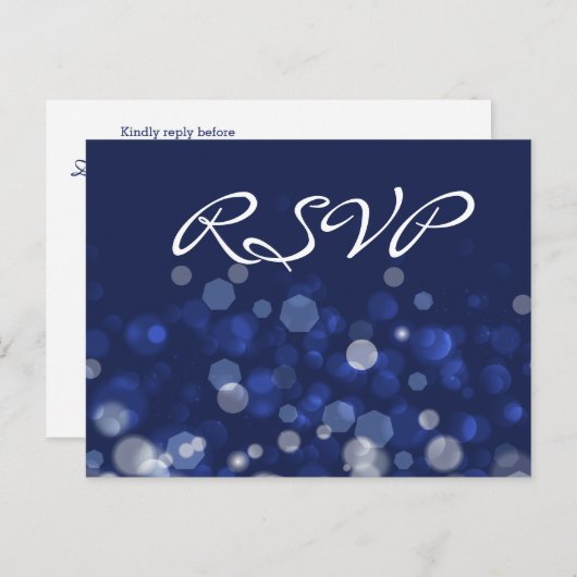 Trouw RSVP-ansichtkaarten met blauwe winterthema Uitnodiging Briefkaart (Voorkant / Achterkant)