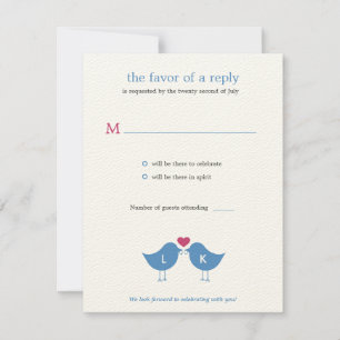 Trouw RSVP/Antwoordkaart met Monogram Vogels RSVP Kaartje
