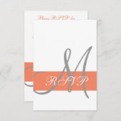 Trouw RSVP kaart in koraalgrijs | Monogram namen (Voorkant / Achterkant)