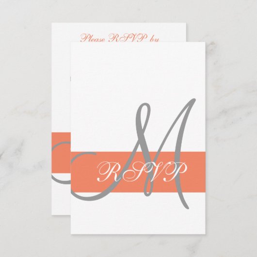 Trouw RSVP kaart in koraalgrijs | Monogram namen (Voorkant / Achterkant)