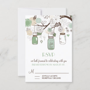 Trouw RSVP kaart met mintgroene metseljars