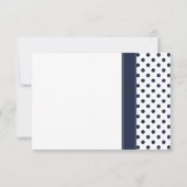 Trouw RSVP kaart Navy wit gestippeld roze madelief (Achterkant)