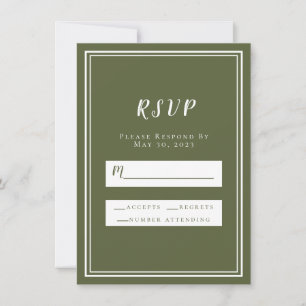 Trouw-RSVP olijfgroen eenvoudig chic minimalistisc