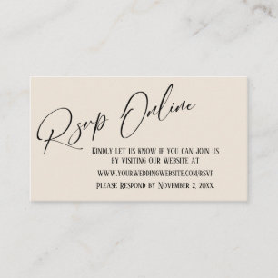 Trouw RSVP Online Elegant Handgeschreven Crème Informatiekaartje